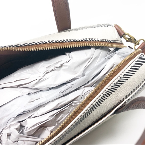 Fossil | Sydney Satchel Bag Neutral Stripe Print - Picture 6 of 8